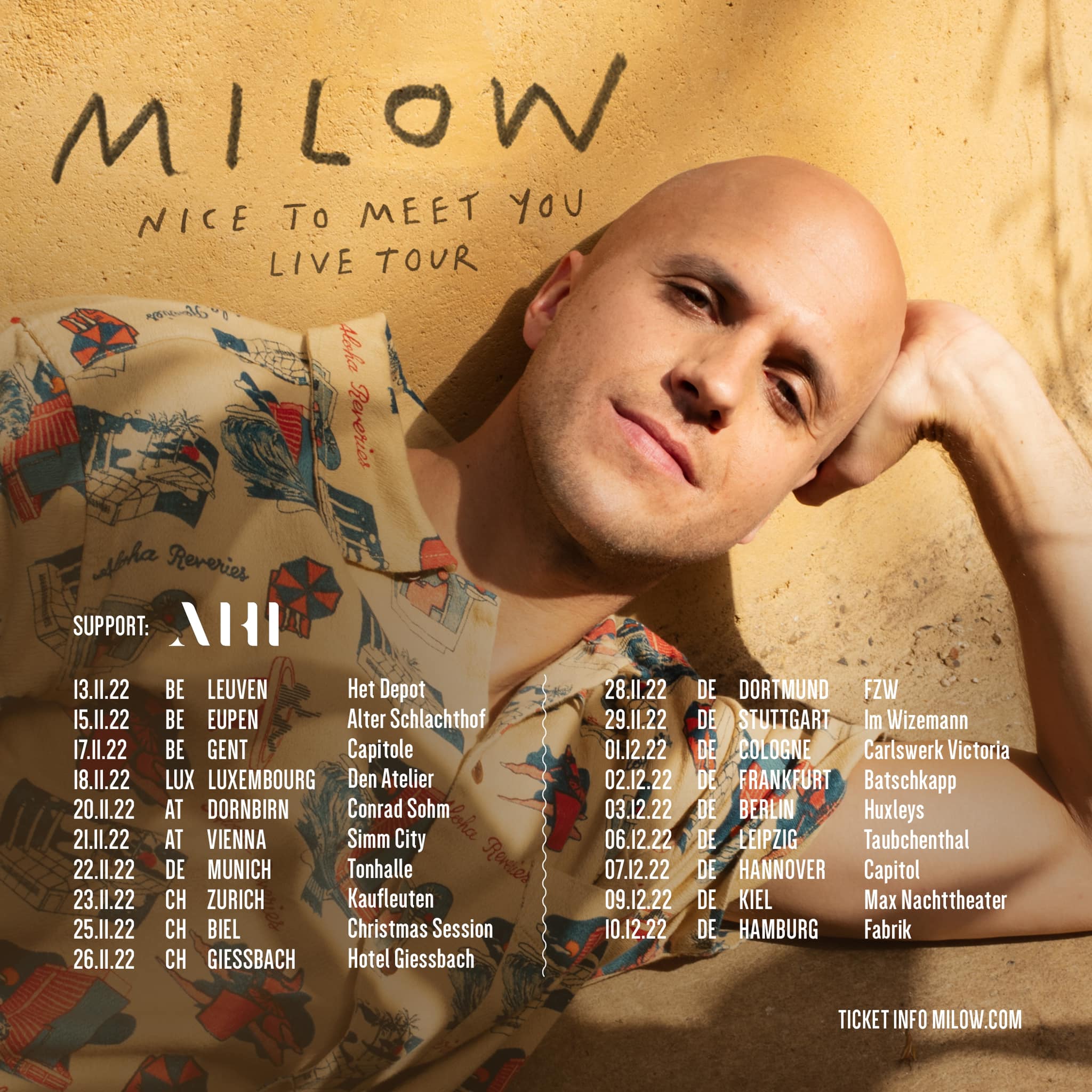 milow tour verschoben