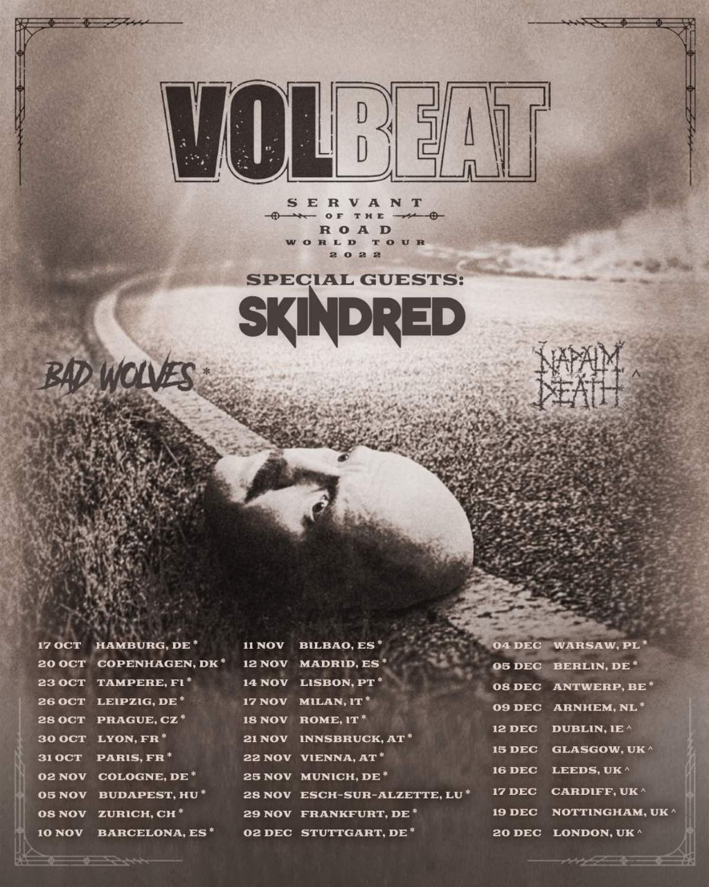 volbeat tour timings