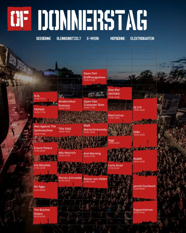 Open Flair Timetable 2025 Donnerstag
