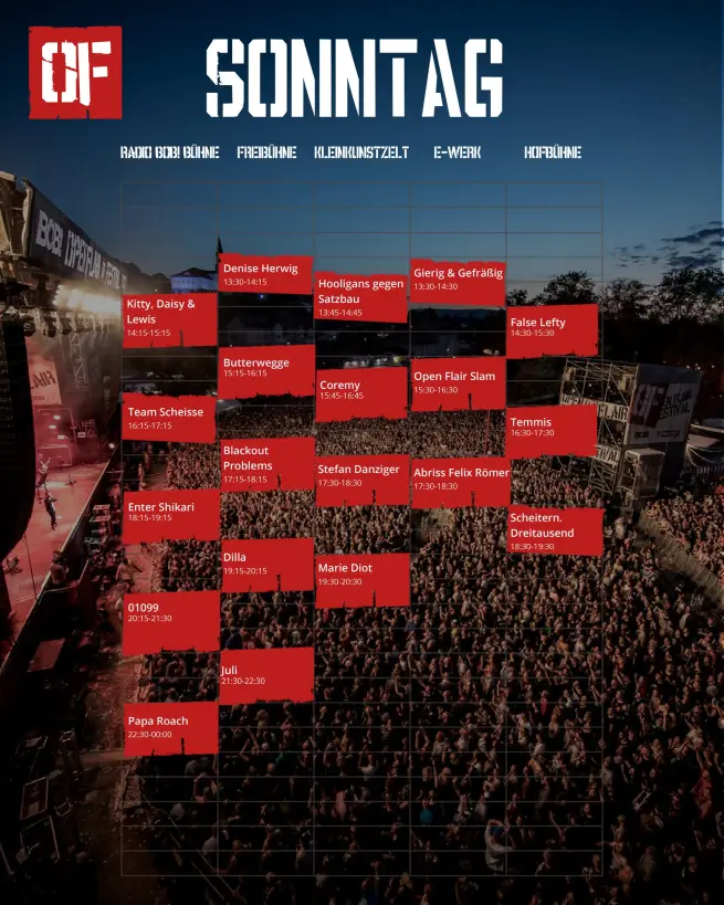 Open Flair Timetable 2025 Sonntag