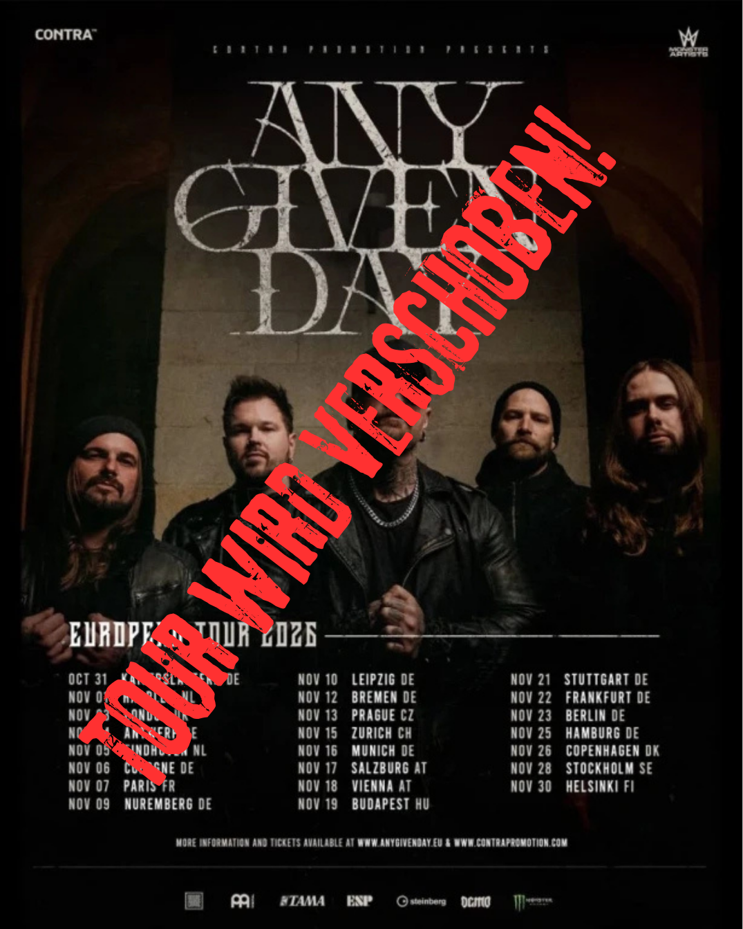 Any Given Day Tour wir verschoben