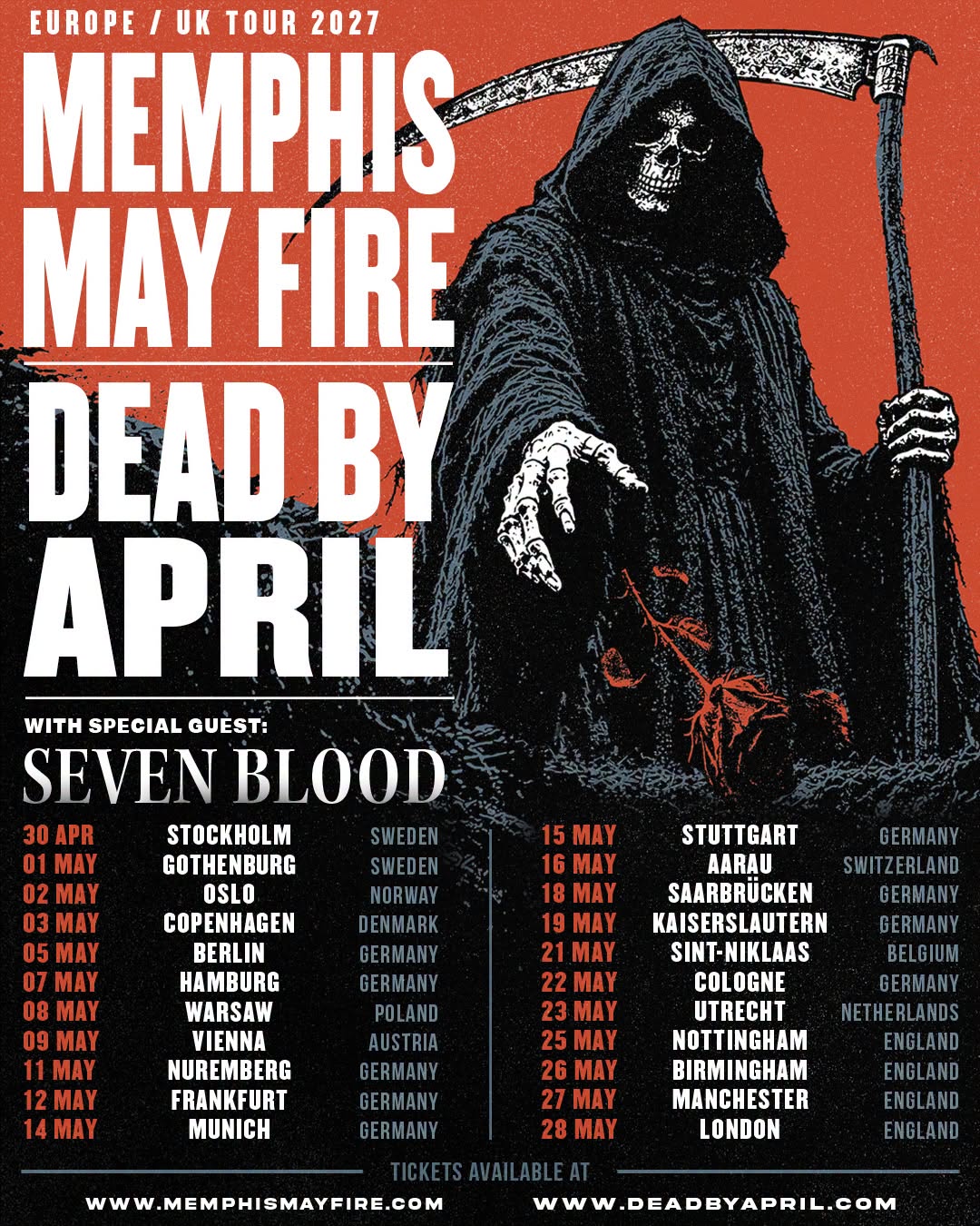 Memphis May Fire Dead By April Tour 2027